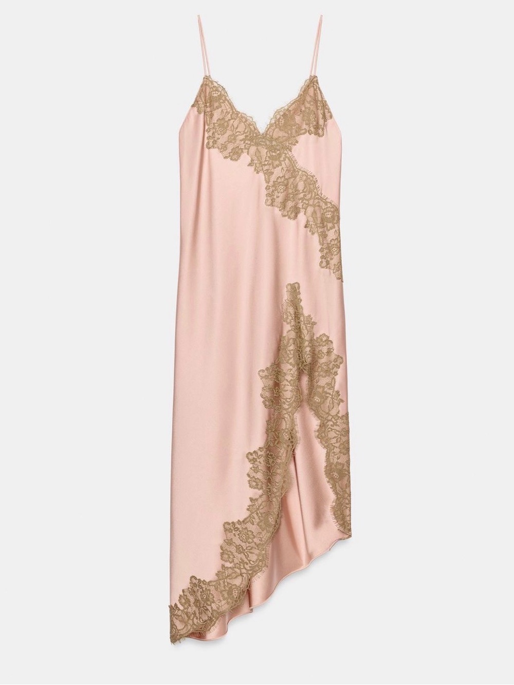 NWT ZW Zara Women’s  Asymmetrical Satin Effect Lace Dress Size Small - Picture 4 of 5